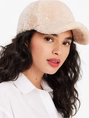 Kate Spade Cream Sherpa Baseball Cap